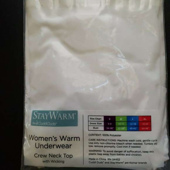 Stay Warm Cuddl Duds Women's Warm Underwear Microfiber Wicking Crew Neck White M - Picture 2 of 2